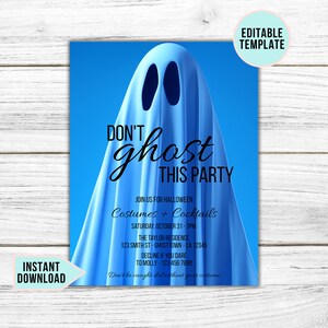 Don&#39;t Ghost this Party Halloween Invitation Template Digital Costumes and Cocktails Invite for Phone, Electronic Ghost Evite, Editable