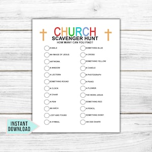 Church Scavenger Hunts, Church Photo Scavenger Hunts, Bible Games, Bible Kids Scavenger Hunt, Church Treasure Hunt, Church Seek and Find