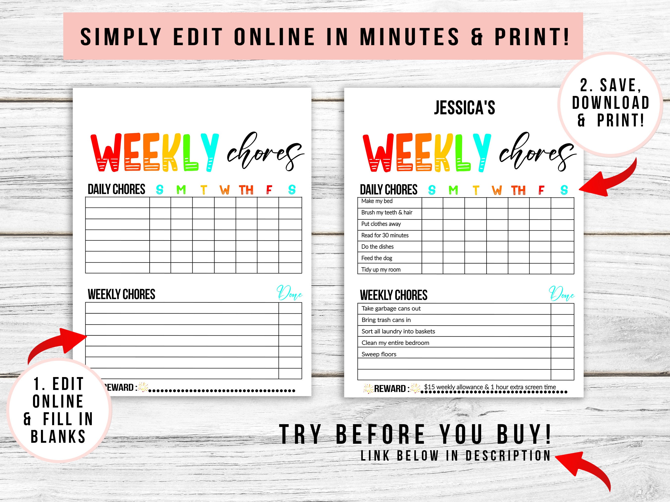 Sold Routine Chart Editable Chore Chart For Kids, Kids Chore Chart, Kids Routine Chart ...