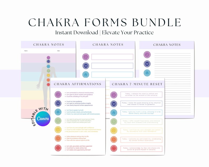 Chakra Clientform Chakra Collection Bundle Editable Canva Templates + Printable Pdfs ...
