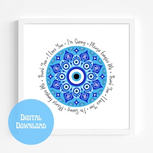 Ho&#39;oponopono Prayer DIGITAL ART PRINT Square Printable Art Hooponopono Digital Art Ho&#39;oponopono Home Decor Meditation Art Gift