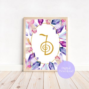 Pacote de pôsteres de símbolos do Reiki; 4 impressões de arte em parede (download digital); Cho Ku Rei, Sei He Ki, Hon Sha Ze Sho Nen, Dai Ko Myo Reiki Arte Presente