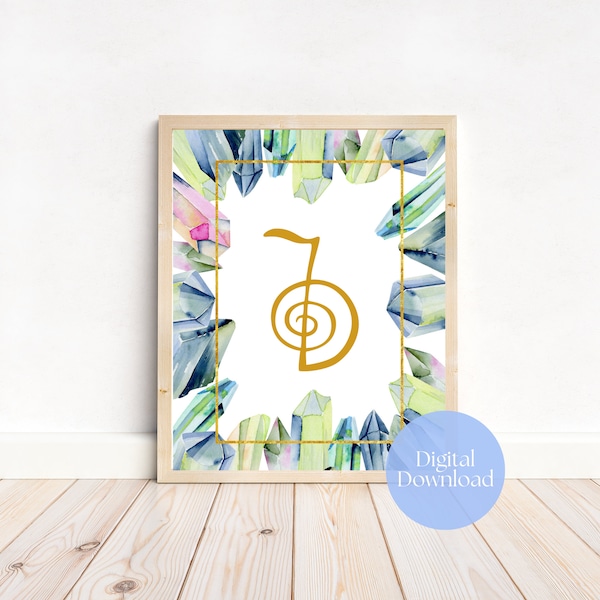 Reiki Symbols Posters; 4 Wall Art Prints (Digital Downloads) Watercolor; Cho Ku Rei, Sei He Ki, Hon Sha Ze Sho Nen, Dai Ko Myo Reiki Gift