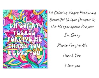 Ho&#39;oponopono Mandala Coloring Pages: Forgiveness Prayer Art (Digital Download)