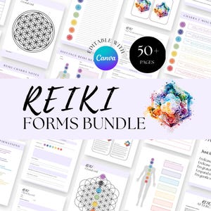 Reiki Forms Bundle; Business Kit Canva Templates, Printable PDFs for Practitioners, Consent, Distance Healing, Chakra  + Symbols Posters