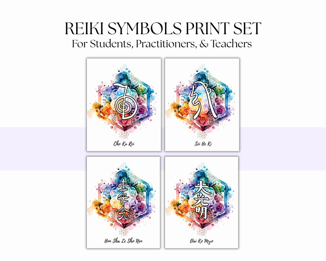 Reiki Symbols Wall Art Poster Set, Reiki Practitioner Printable, Cho Ku ...