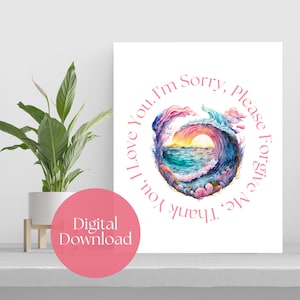 PACOTE DE Oração Ho'oponopono; Cópias de arte digital hooponopono arte imprimível decoração de casa meditação perdão oração espiritual decoração de parede presente