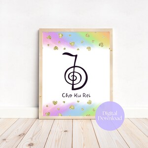 Cartazes de Símbolos de Reiki; 4 impressões de arte em parede (downloads digitais) Arco-íris; Cho Ku Rei, Sei He Ki, Hon Sha Ze Sho Nen, Dai Ko Myo Reiki Arte Presente