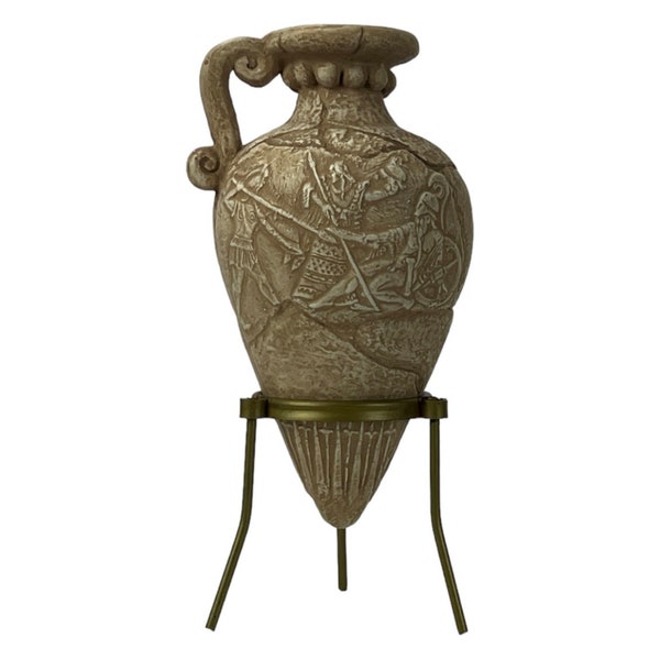 Ancient Greek Achilles Rhyton: Heroic Terracotta Vase Artwork