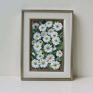 Mini Daisy Painting Original Hand Painted Acrylic Art Small Frolar Wall Decor Botanical Gift Tiny Flower Artwork Small Picture  Chamomile