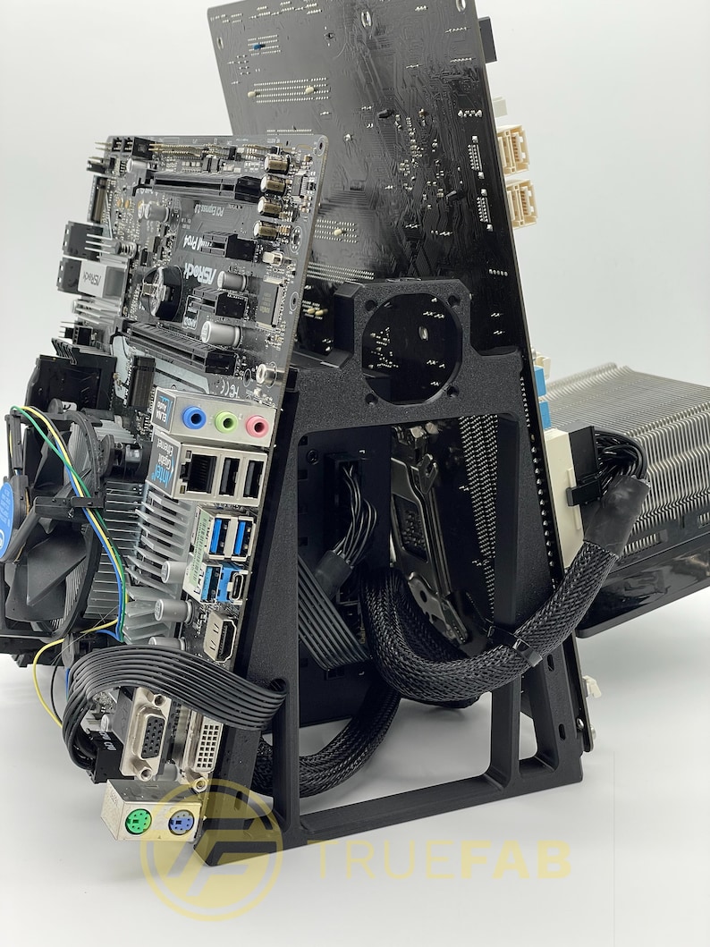 Compact Dual Motherboard + PSU Stand for CPU Crypto Mining, Test Rig