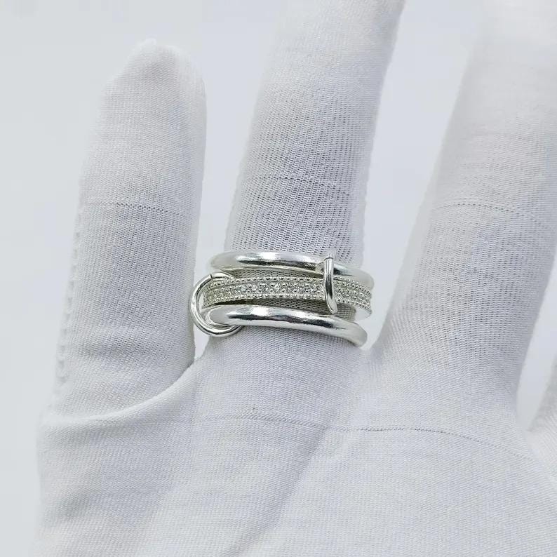 14KGF Two Tone Eternity Connected Ring, 1/20 14K Quality Mark