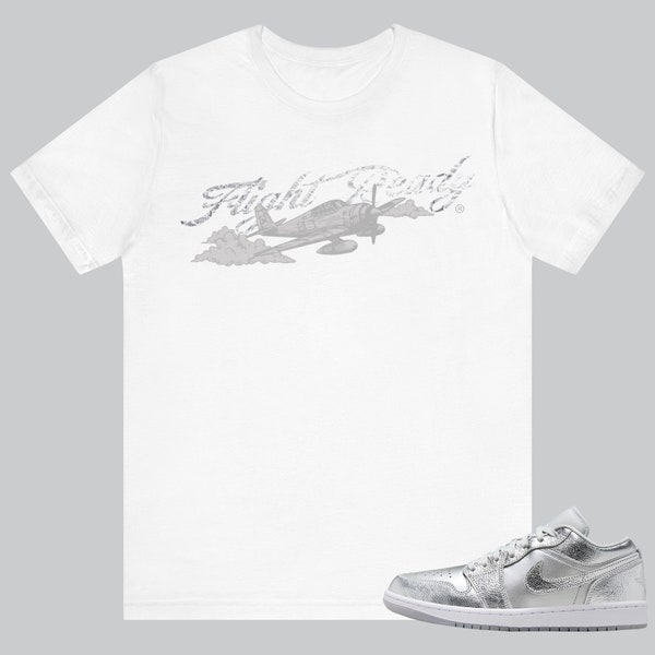 Jordan 1 Low WMNS Metallic Silver - Flight Ready - Unisex Sneaker Matching Tees