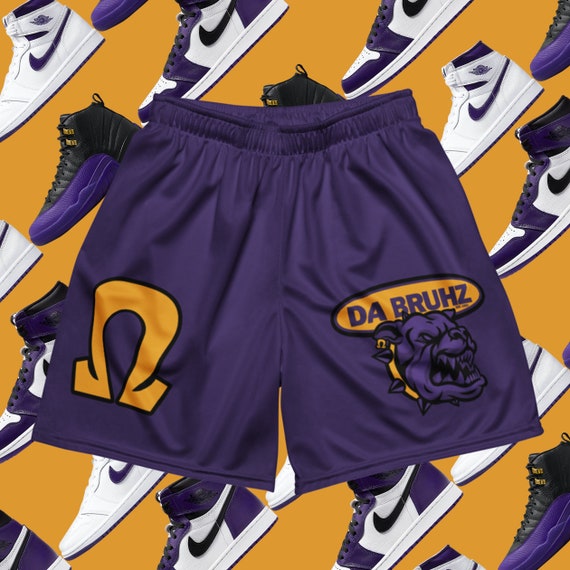 Jordan 12 Retro Field Purple, Jordan 1 Court Purple, - For The Bruhz - Omega Psi Phi - Sneaker Match Unisex Mesh Shorts