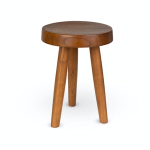 Chandigarh Style Small Wooden Stool Dark Brown, Black, Teak Milking Stool Set, Charlotte Perriand, Jeanneret, Corbusier, Capitol Brown