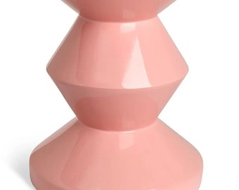 Tabouret / table d'appoint en zigzag - Vert foncé, rose clair, beige, rouge - Table d'appoint ludique art déco moderne et minimaliste colorée vive