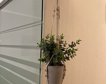 Macrame hanging basket short | Macrame traffic light | Flower hanger with wooden beads