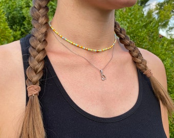 Perlenhalskette | Choker | Rocailles-Perlen | bunt | Perlenkette