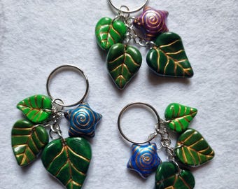 Leaf Keychain Keyring Keys Nature Plant Forest Leaves Stars Woodland Foraging Folklore Trinkets Forestcore Celestial Accessory Bag Charm