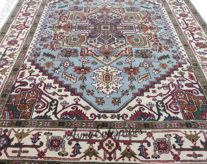 Hand-Knotted Heriz Wool Rug 9x12: Persian Oriental Area Rug 9X12 feet |Ready to Ship