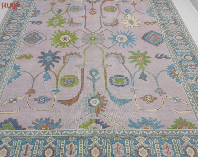 8x10 Hot Pink Oushak Rug: Hand-Knotted Turkish Wool Area Rug