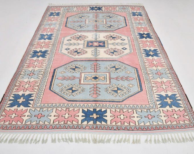 Turkish Oushak Wool Rug, Hand-Knotted Cream Paste Area Rug, For Living Room Bedroom Home