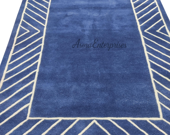 Hand-Tufted Wool Area Rug: Modern Parsian Style, 5x8 Soft Pile