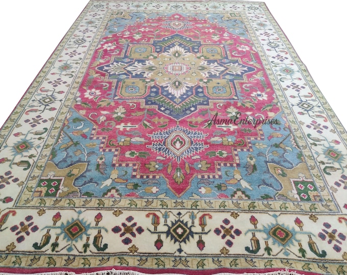 Hand-Knotted Heriz Wool Rug 10x14: Persian Oriental Rug