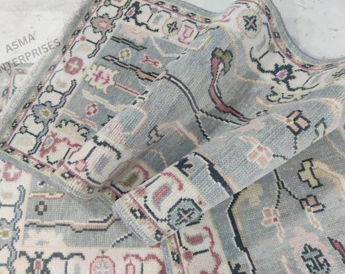 Hand-Knotted Runner Grey Oushak Turkish Runner Rug: Antique Vintage Area Home Decor Enterway kitchen.