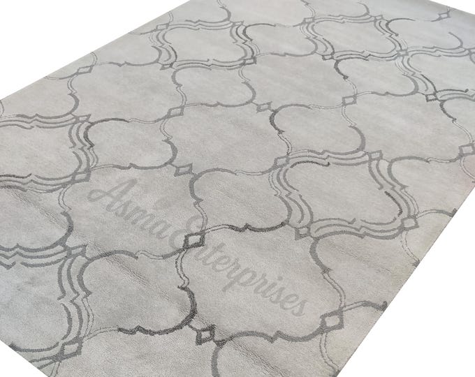 Hand-Tufted Wool Area Rug: Modern Persian Style, 5x8 Soft Pile