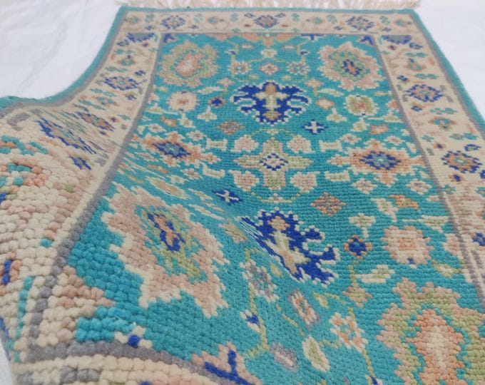 Hand-Knotted Turkish Oushak Wool Rug: Antique Floral Area Rug