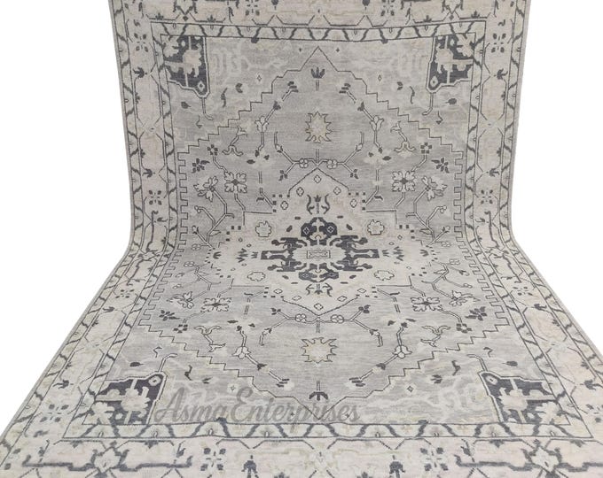 Hand Knotted Oushak Wool Rug: 9x12 Antique Turkish Knot Area Rug