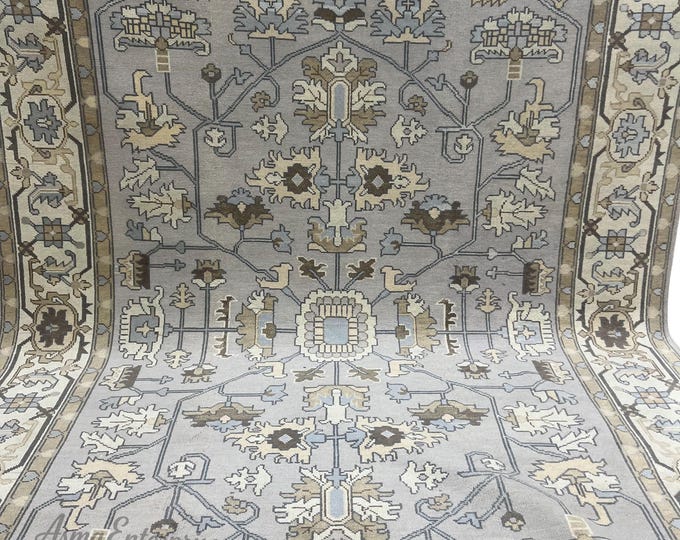 Hand Knotted Oushak Wool Rug: Antique Turkish Style, 8x10 ft