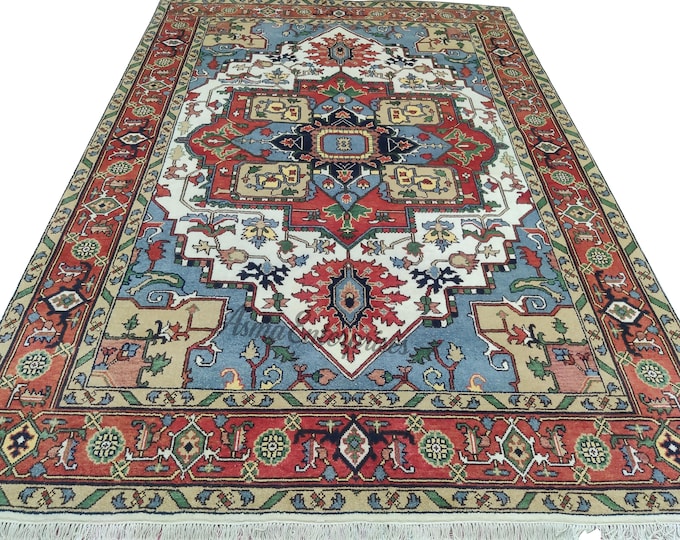 Hand-Knotted Heriz Wool Rug 9x12: Persian Oriental Area Rug 9X12 feet |Ready to Ship