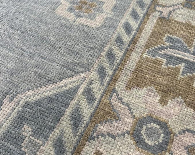 Oushak Turkish Rug Grey Hand Knotted Rugs Antique Wool Fine Large Area Rug, Home Decor
