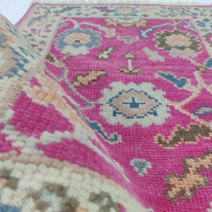 Handmade Oushak Rug: Luxurious Pink Turkish Wool Area Rug