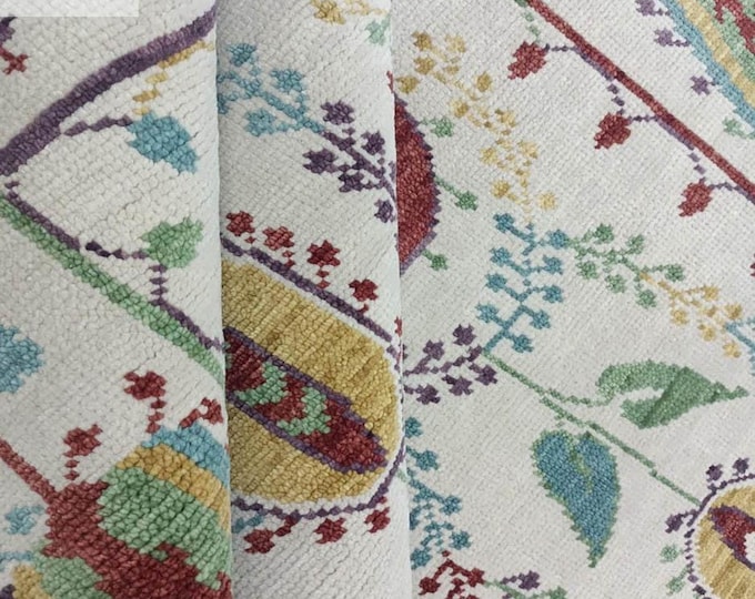 Hand-Knotted Oushak Wool Rug: 9x12 Modern Turkish Area Rug