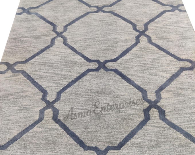 Hand-Tufted Wool Area Rug: Modern Parsian Style, 8x10 Soft Pile