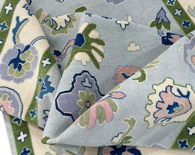 Hand-Knotted Oushak Rug: Floral Turkish Wool Rug, 8x10