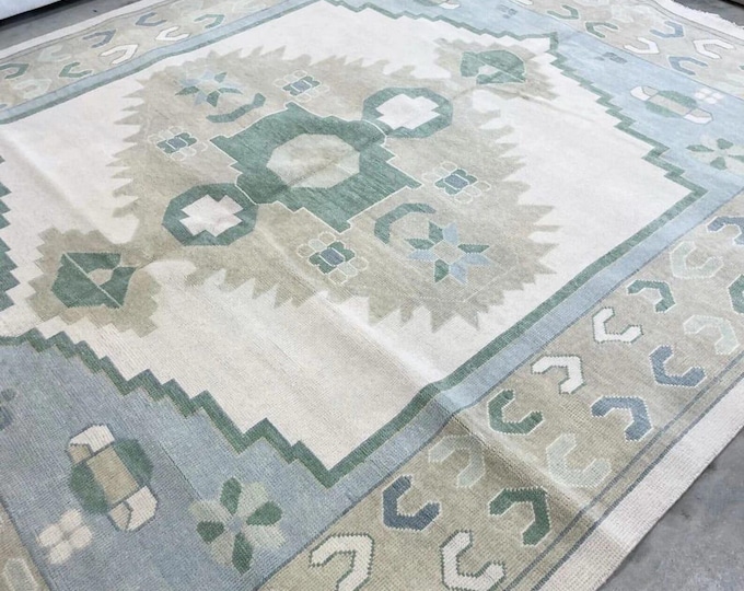 Hand Knotted Oushak Wool Rug Turkish Antique Style Area Living Room Bedroom Home Decor