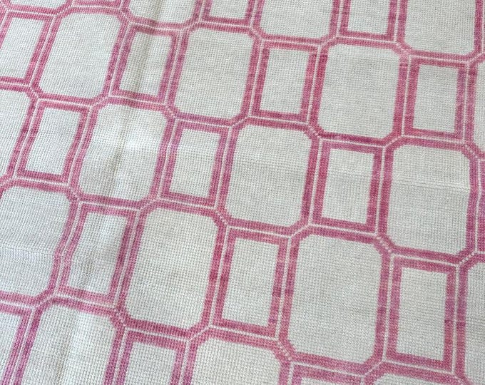 Modern Oushak Rug Ivory & Pink Geometric Hand Knotted Rug, Antique Turkish Area Home Decor