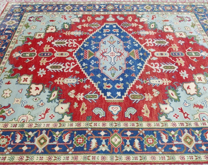 Hand-Knotted Heriz Wool Rug 9x12: Persian Oriental Area Rug 9X12 feet |Ready to Ship