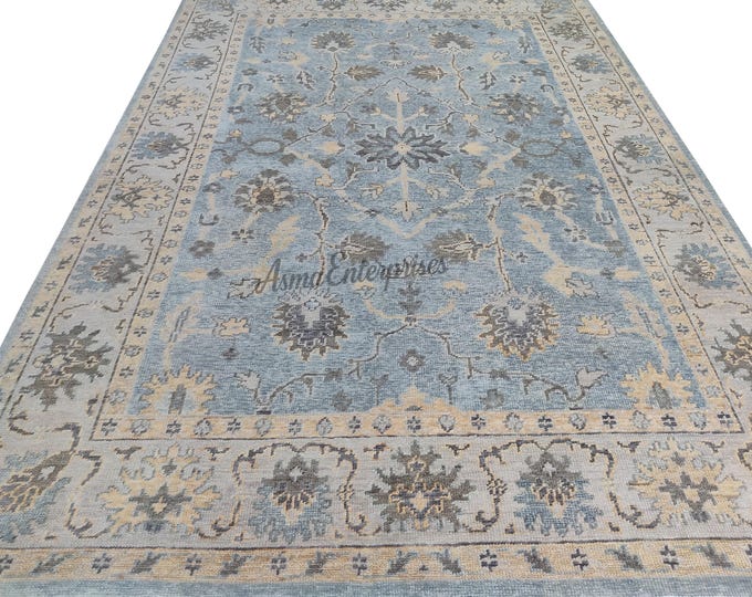 Oushak Rug 9X12 Feet Ready to Ship Turkish Knot Rug, Hand Knotted Antique Pastel Oushak Wool Rug, Large Area Rug For Living & Bedroom Dining
