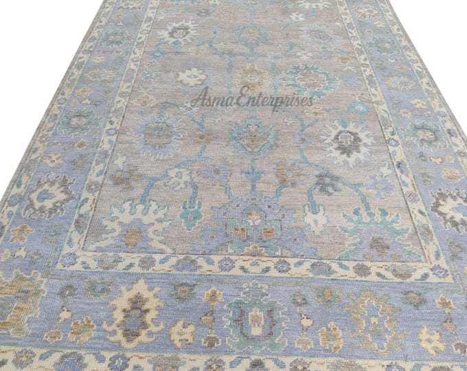 Hand Knotted Oushak Wool Rug: Antique Turkish Style, 9x12 ft