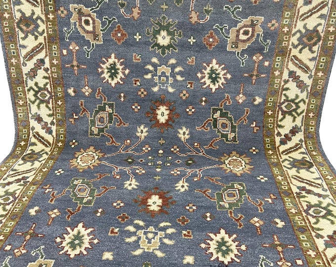 Hand Knotted Oushak Wool Rug: Antique Turkish Style, 8x10 ft