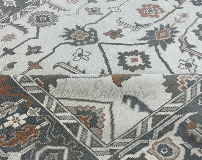 Hand Knotted Oushak Wool Rug: Antique Turkish Style, 8x10 ft