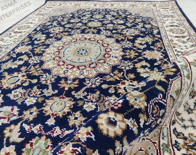 Hand-Knotted Persian Nain Rug: Oriental Home Decor, Customizable