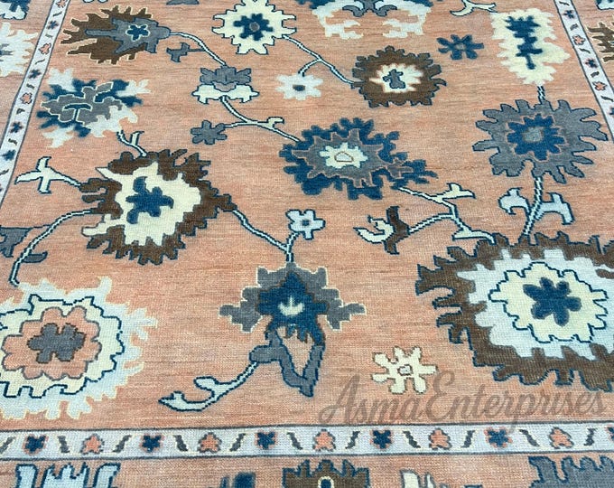 Hand Knotted Oushak Wool Rug: Antique Turkish Style, 8x10 ft