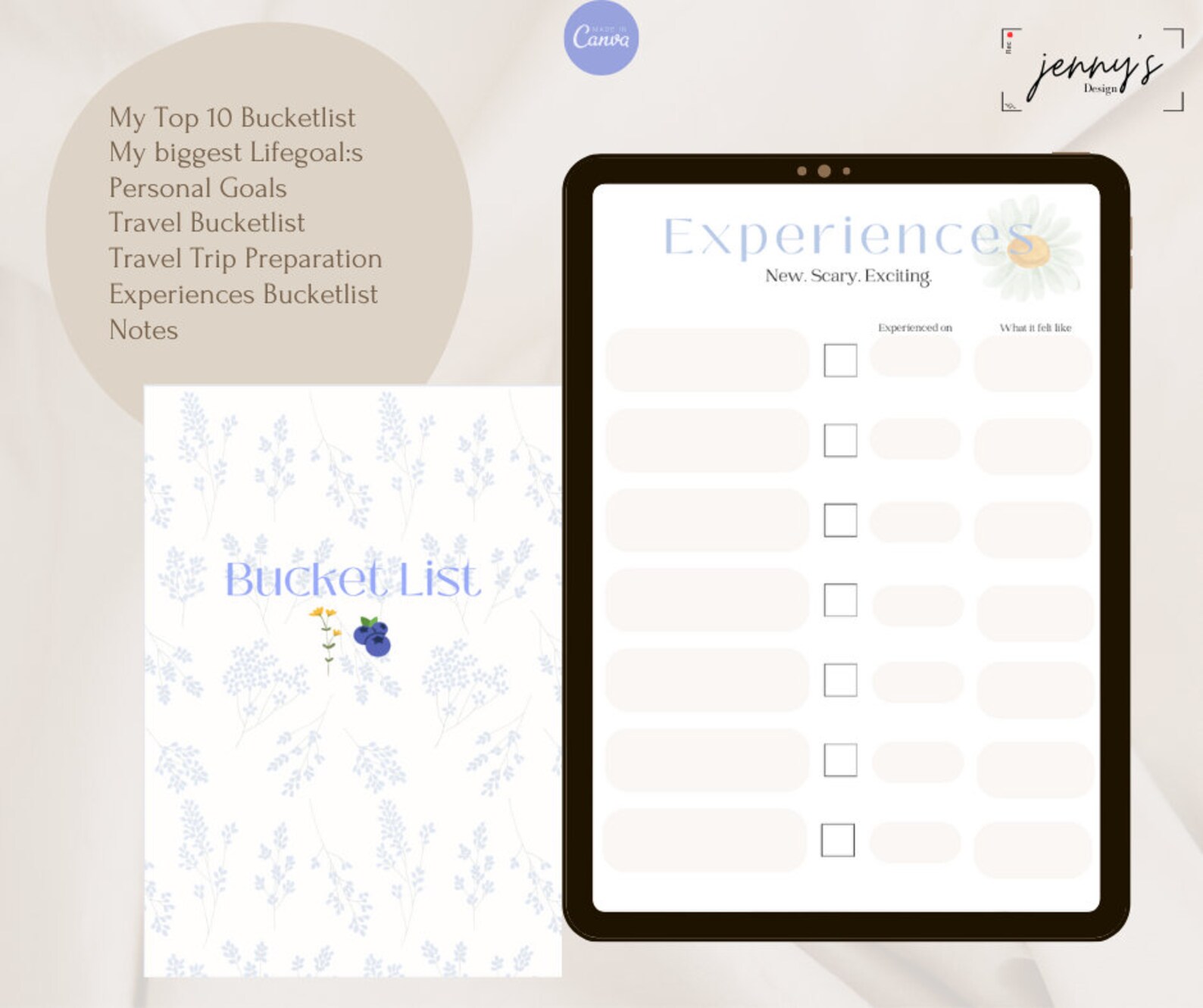 Bucketlist Printable Bucketlist Template Scandinavian Etsy