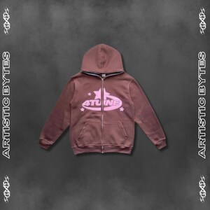 Sudadera con capucha streetwear con cremallera completa Y2K, sudadera con capucha 4Tune, sudadera con capucha unisex, sudadera con capucha vintage, sudadera con capucha retro, sudadera con capucha hip-hop, sudadera con capucha con estampado de estrellas, 4